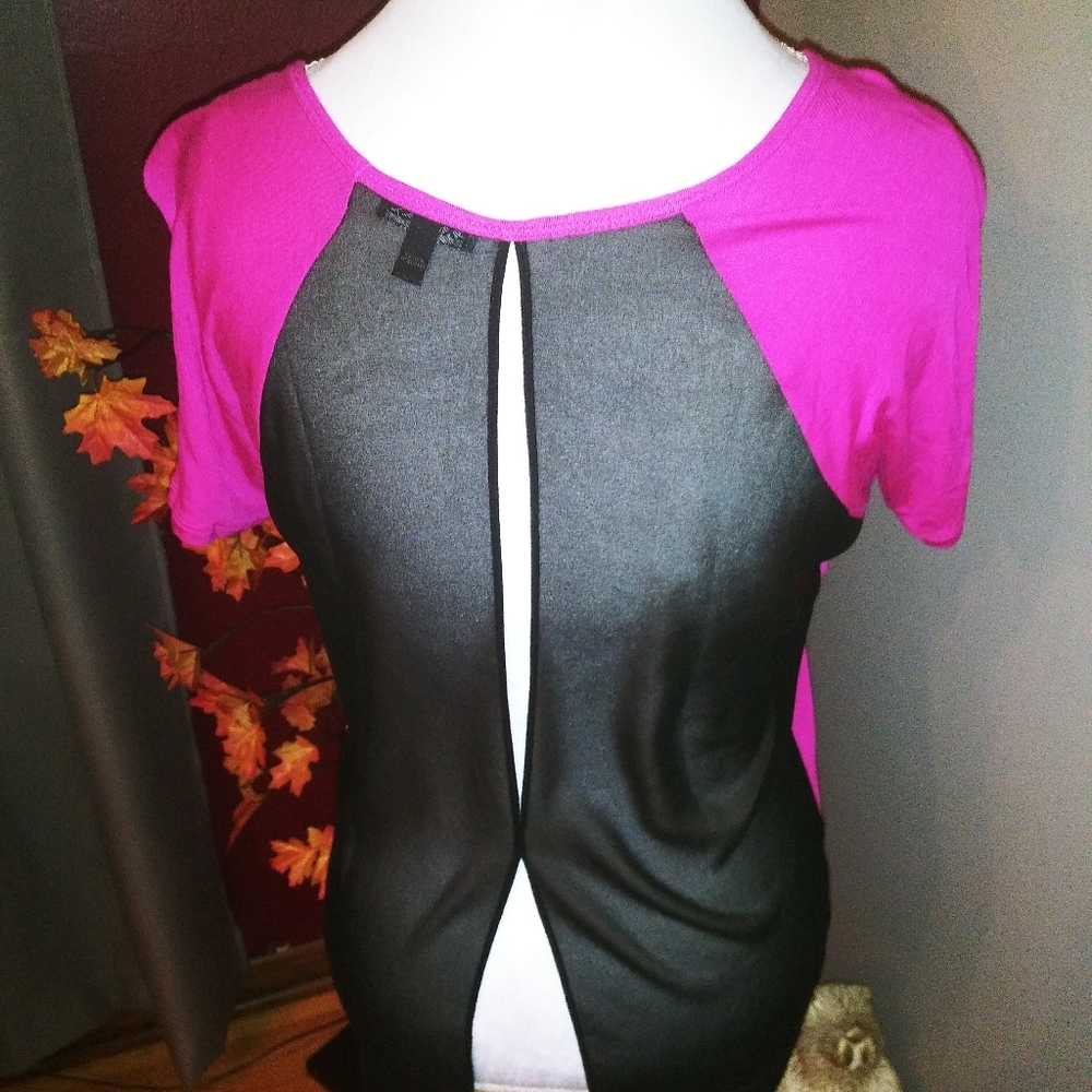 Express Pink w/Sheer Black Sexy Peep Back